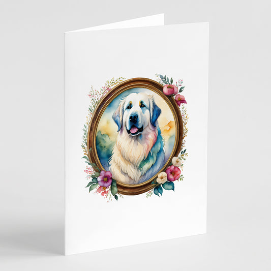 Buy this Great Pyrenees and Flowers Greeting Cards and Envelopes Pack of 8