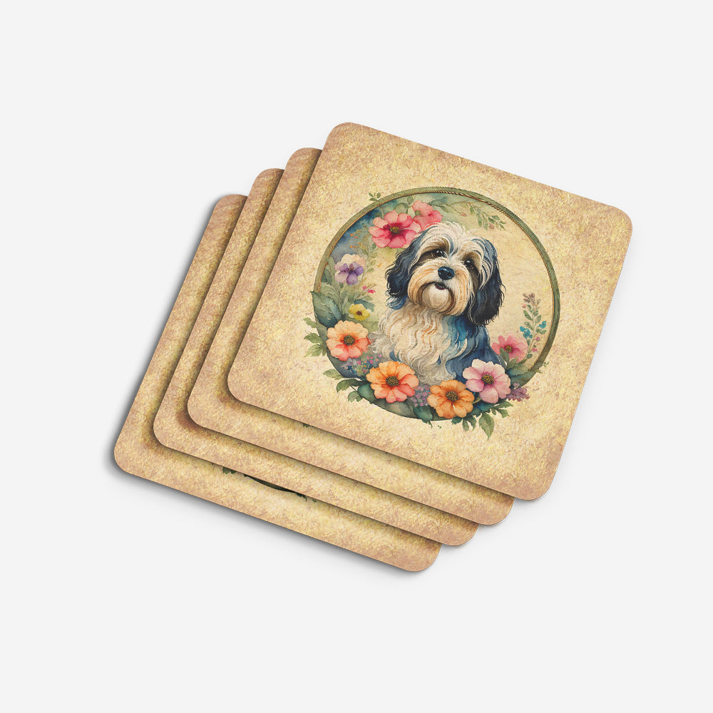 Havanese and Flowers Foam Coasters