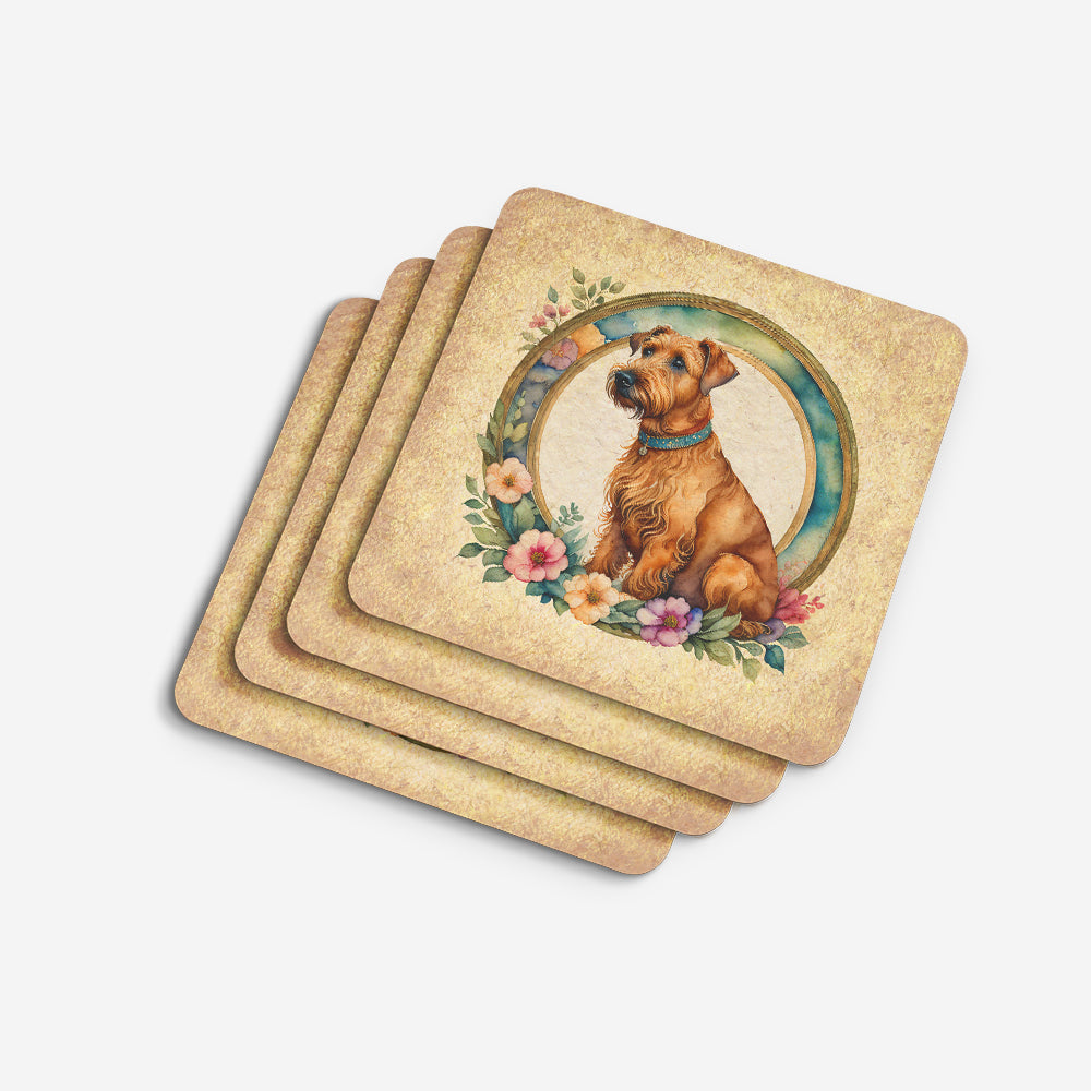 Irish Terrier and Flowers Foam Coasters