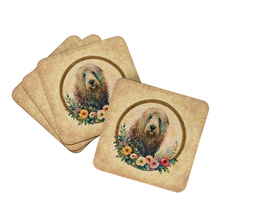 Buy this Komondor and Flowers Foam Coasters