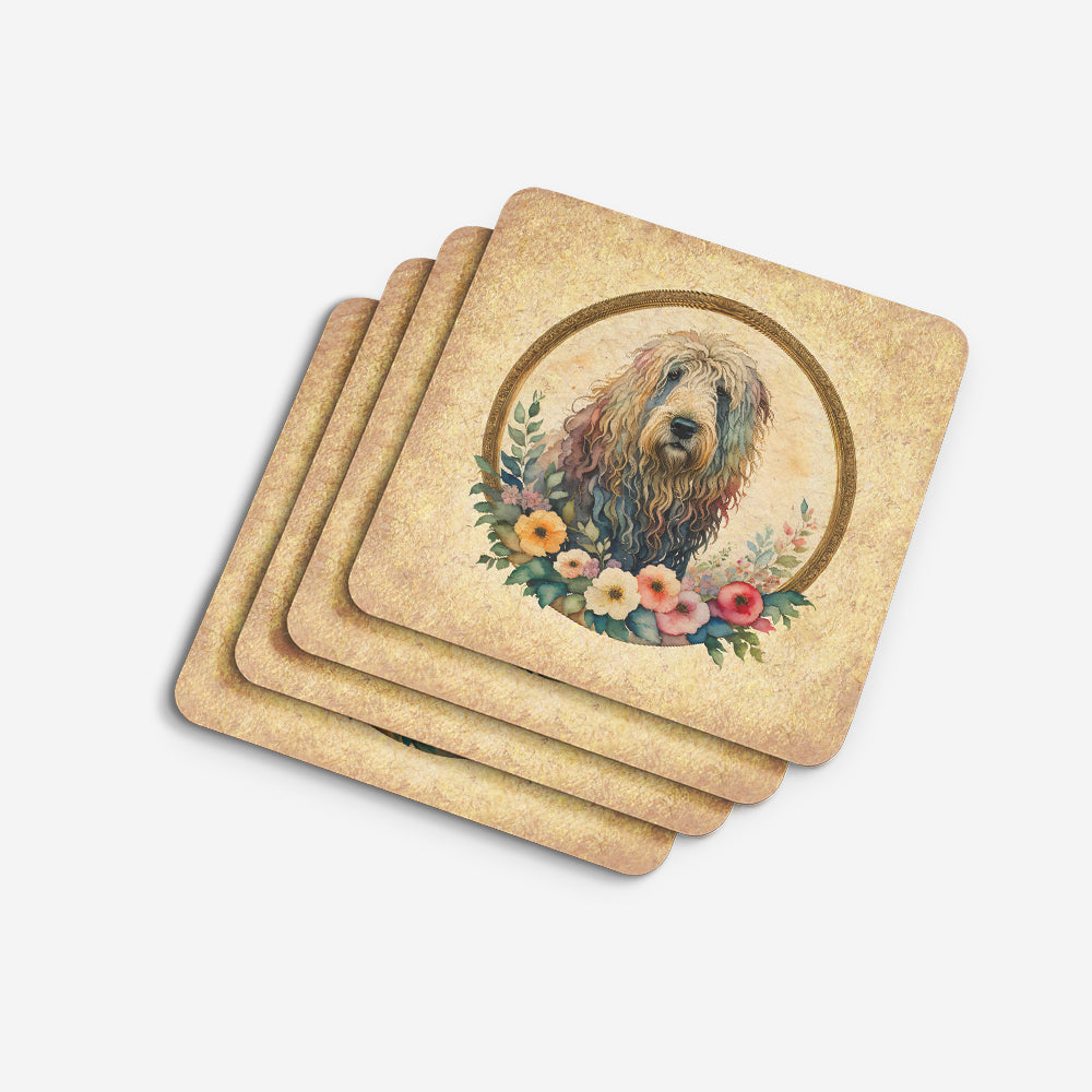 Komondor and Flowers Foam Coasters