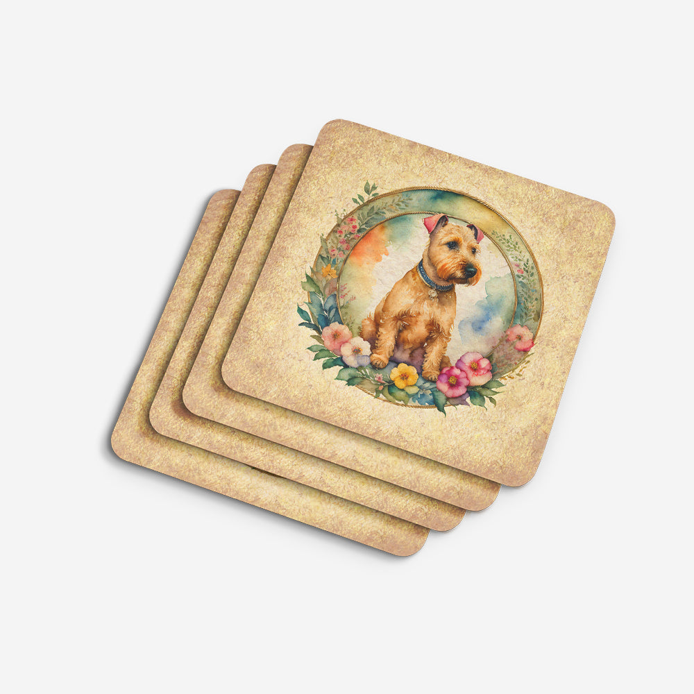 Lakeland Terrier and Flowers Foam Coasters