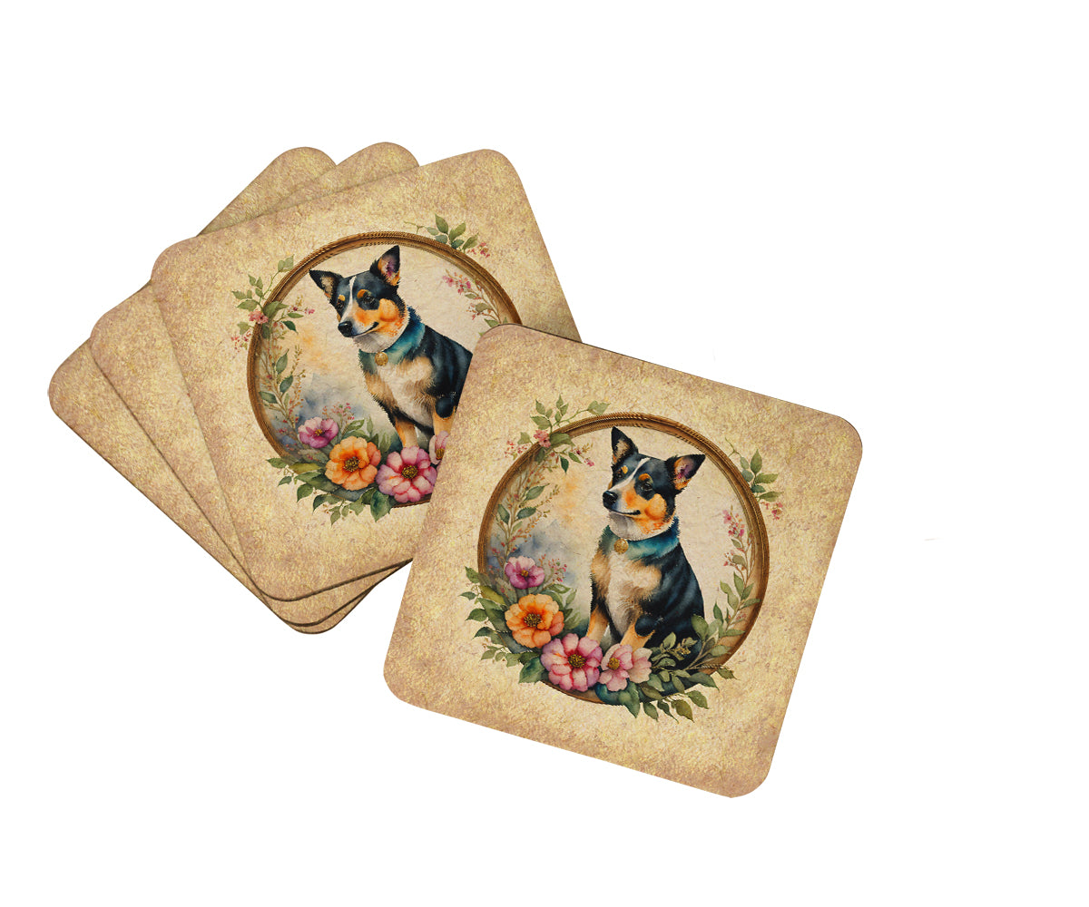 Buy this Lancashire Heeler and Flowers Foam Coasters