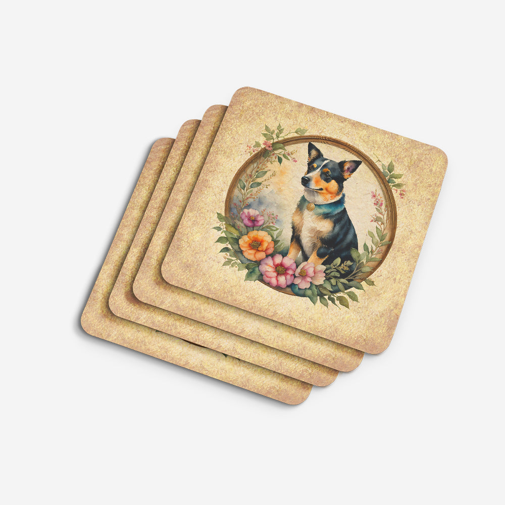 Lancashire Heeler and Flowers Foam Coasters