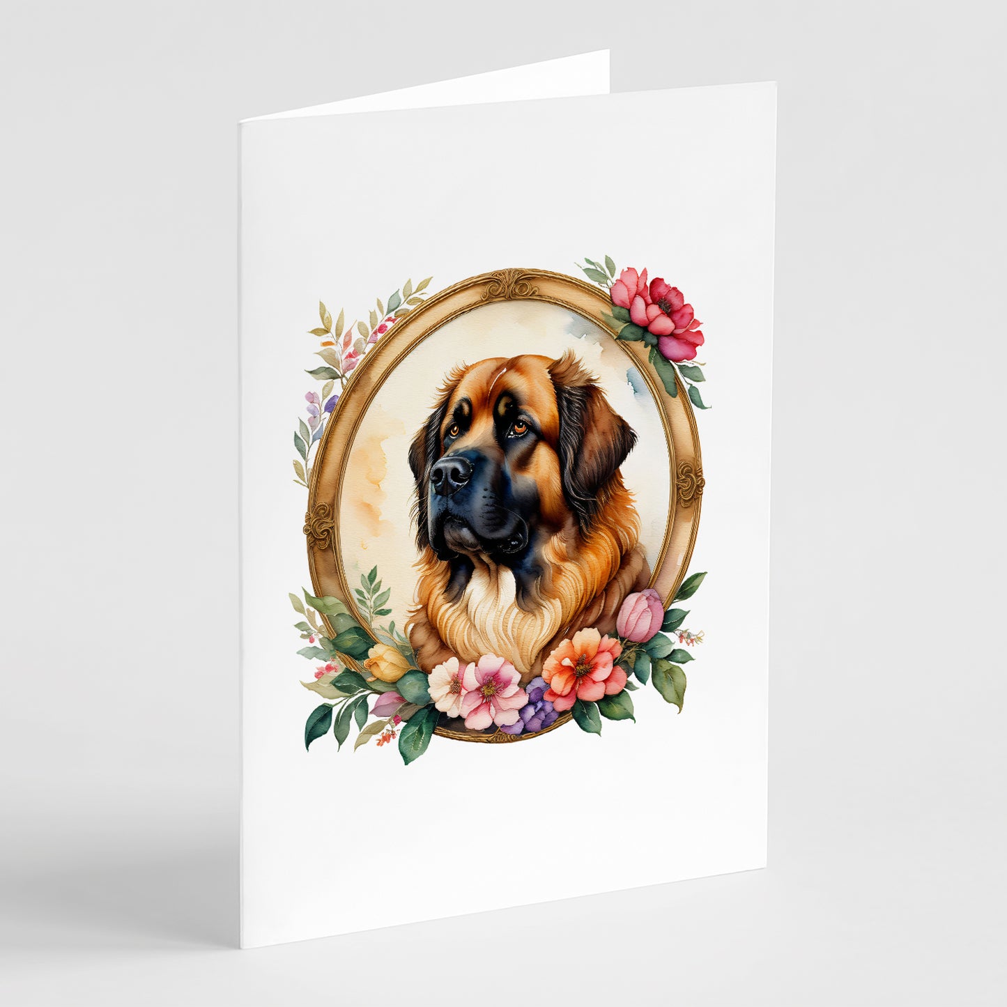 Buy this Leonberger and Flowers Greeting Cards and Envelopes Pack of 8