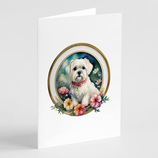 Buy this Maltese and Flowers Greeting Cards and Envelopes Pack of 8