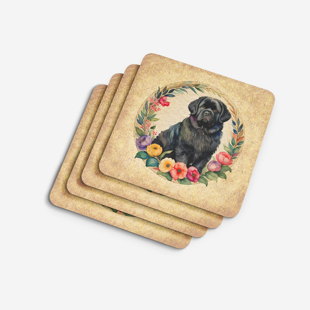 Newfoundland and Flowers Foam Coasters