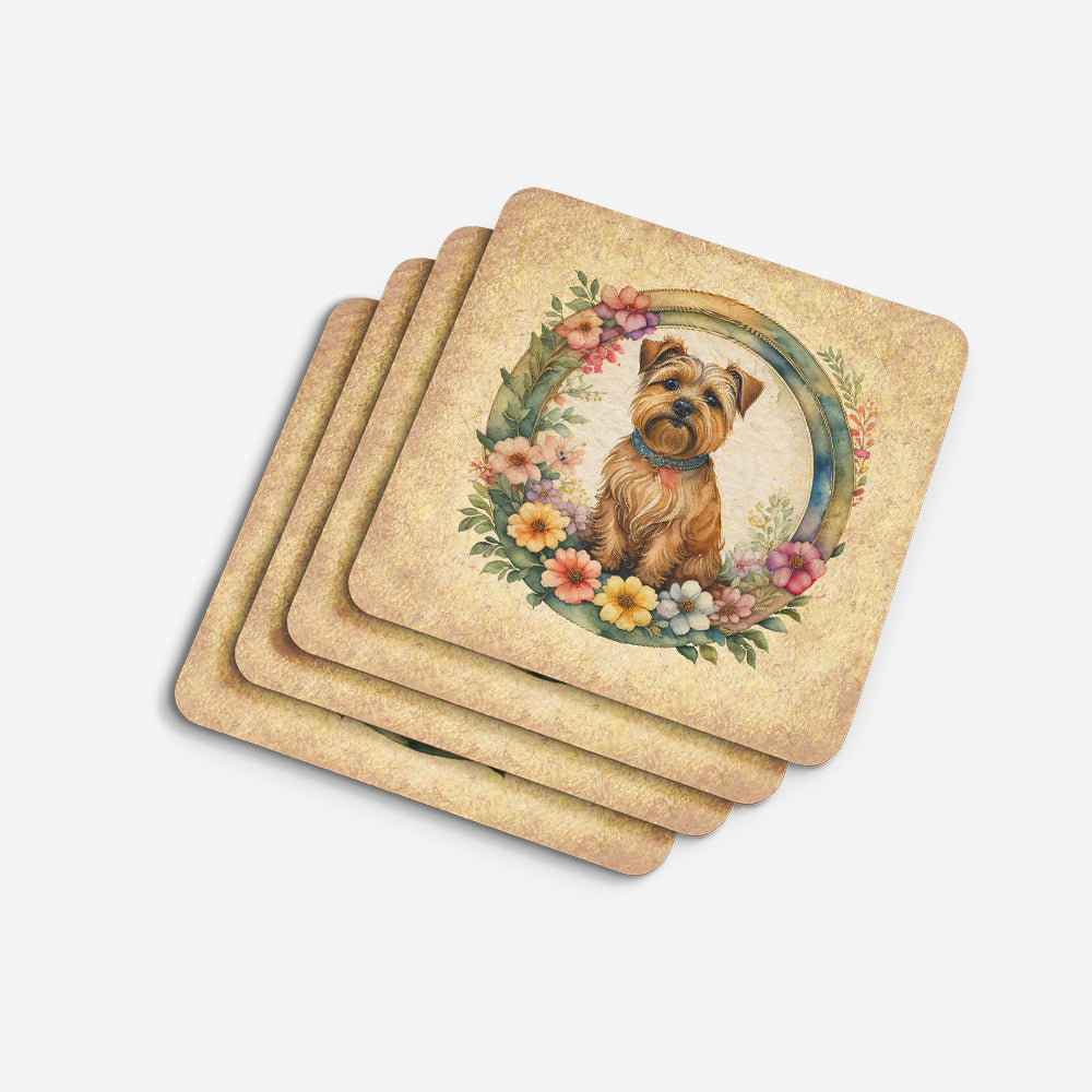 Norfolk Terrier and Flowers Foam Coasters