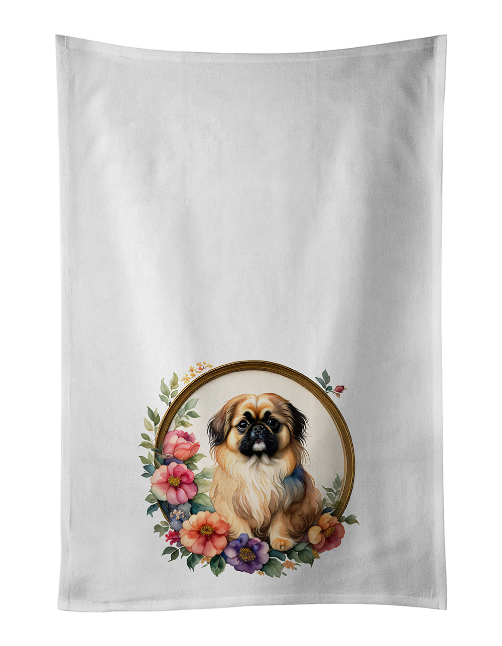 Buy this Pekingese and Flowers Kitchen Towel Set of 2