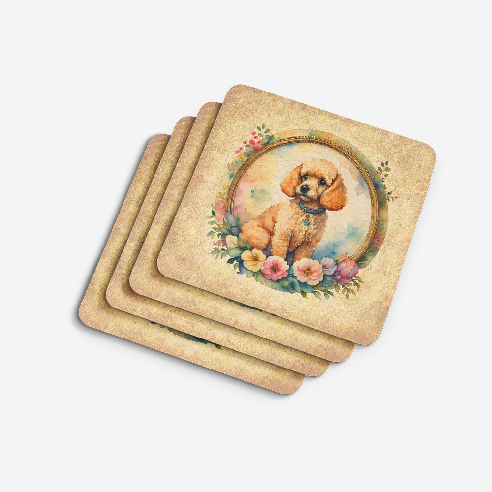 Poodle and Flowers Foam Coasters
