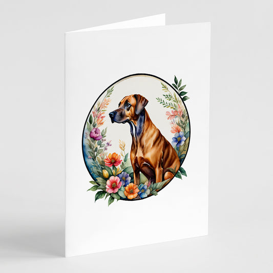 Buy this Rhodesian Ridgeback and Flowers Greeting Cards and Envelopes Pack of 8