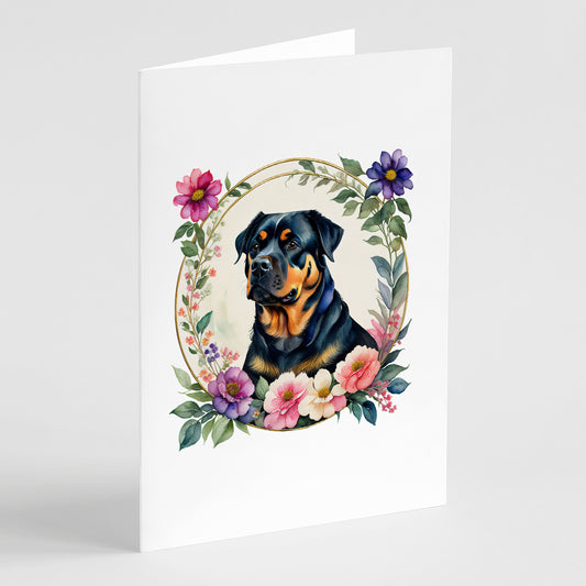 Buy this Rottweiler and Flowers Greeting Cards and Envelopes Pack of 8