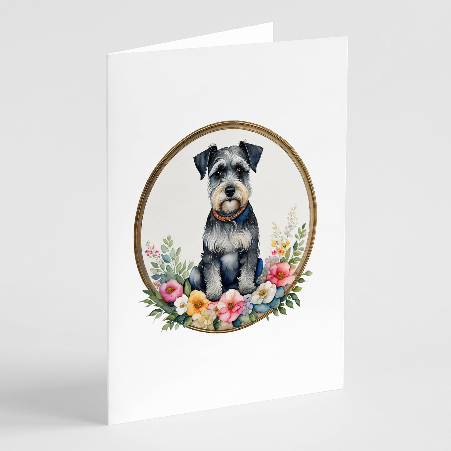 Buy this Schnauzer and Flowers Greeting Cards and Envelopes Pack of 8