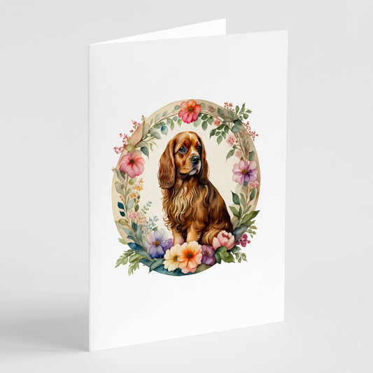 Buy this Sussex Spaniel and Flowers Greeting Cards and Envelopes Pack of 8