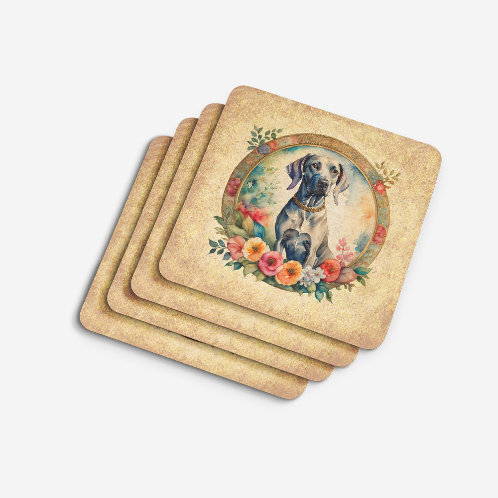 Weimaraner and Flowers Foam Coasters
