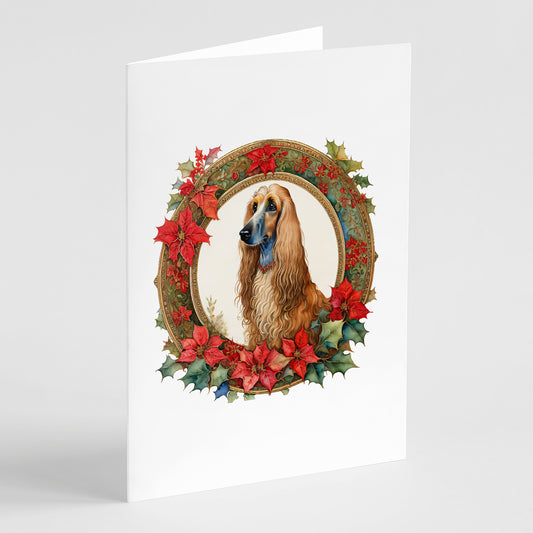 Buy this Afghan Hound Christmas Flowers Greeting Cards Pack of 8