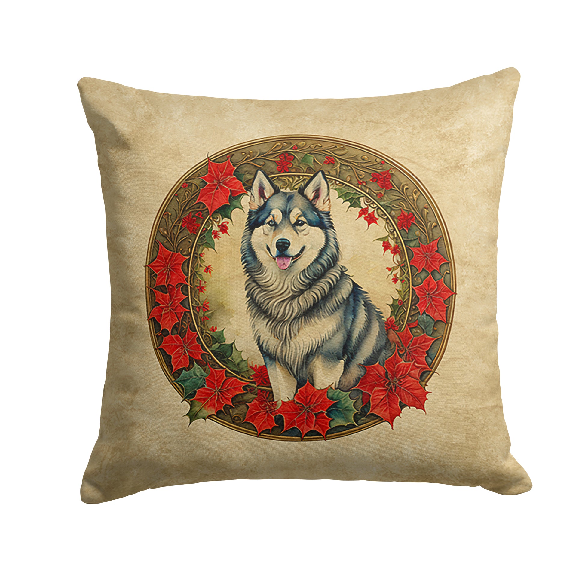 Buy this Alaskan Malamute Christmas Flowers Throw Pillow