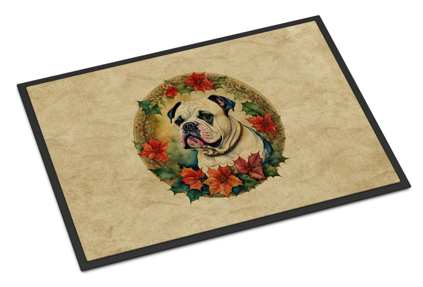 Buy this American Bulldog Christmas Flowers Doormat