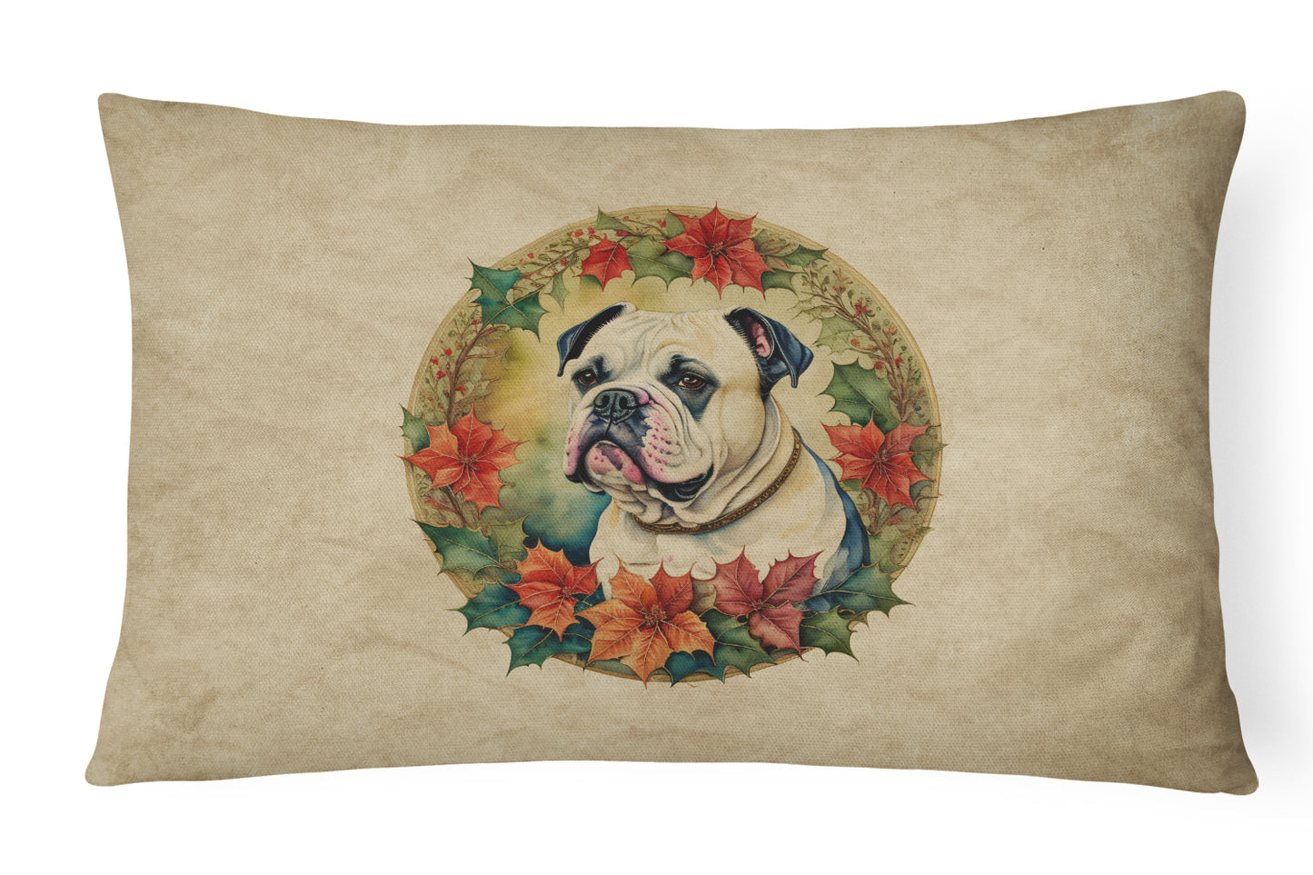 Buy this American Bulldog Christmas Flowers Throw Pillow