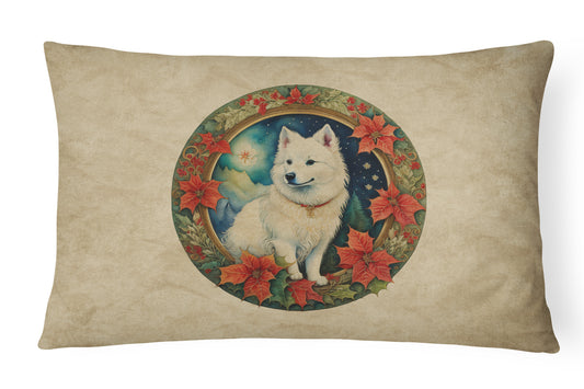 Buy this American Eskimo Christmas Flowers Throw Pillow