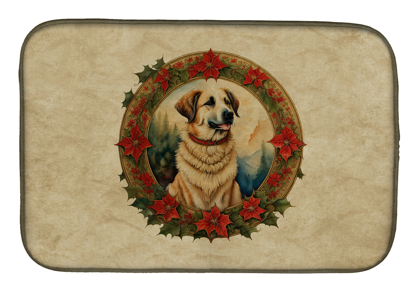 Buy this Anatolian Shepherd Dog Christmas Flowers Dish Drying Mat