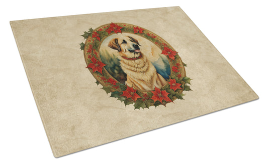 Buy this Anatolian Shepherd Dog Christmas Flowers Glass Cutting Board