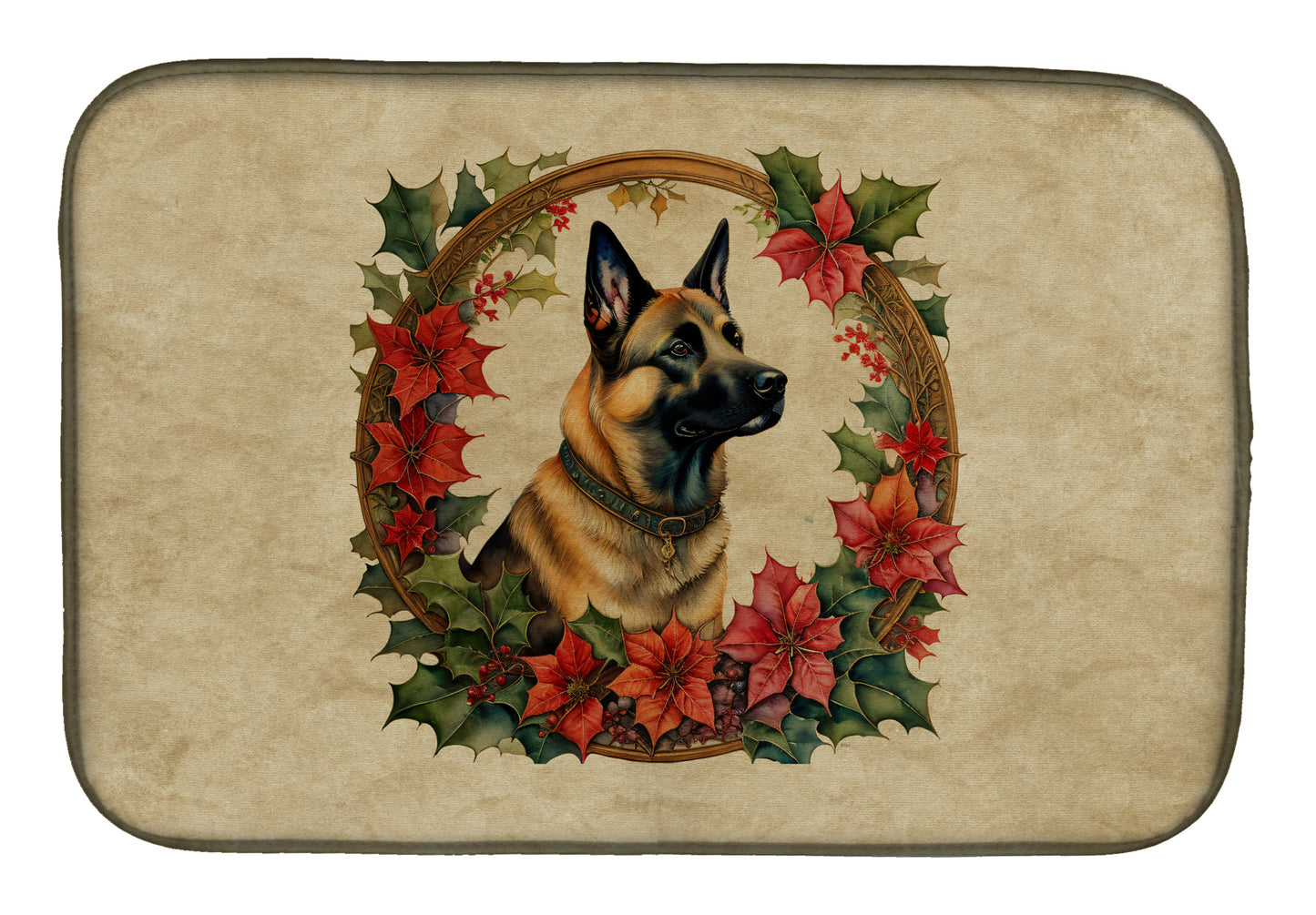 Buy this Belgian Malinois Christmas Flowers Dish Drying Mat