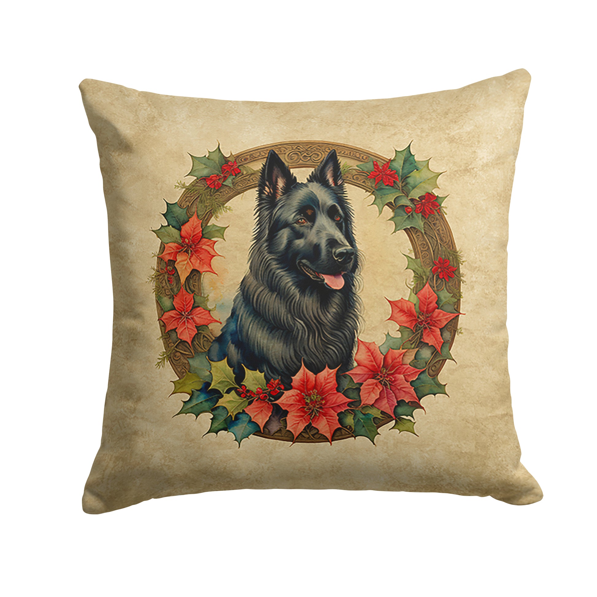 Buy this Belgian Sheepdog Christmas Flowers Throw Pillow