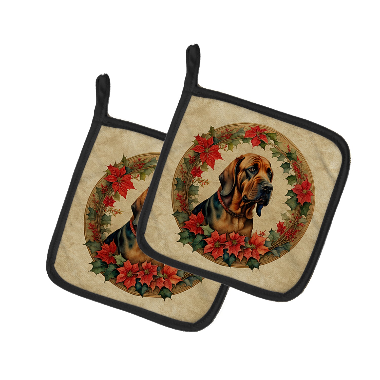 Buy this Bloodhound Christmas Flowers Pair of Pot Holders