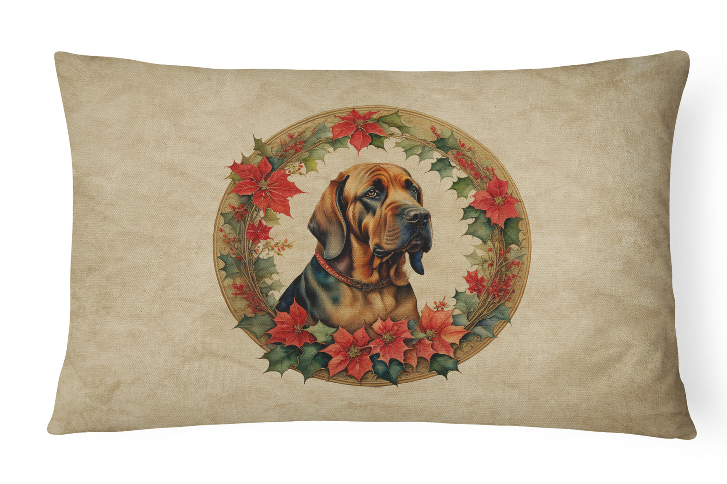 Buy this Bloodhound Christmas Flowers Throw Pillow