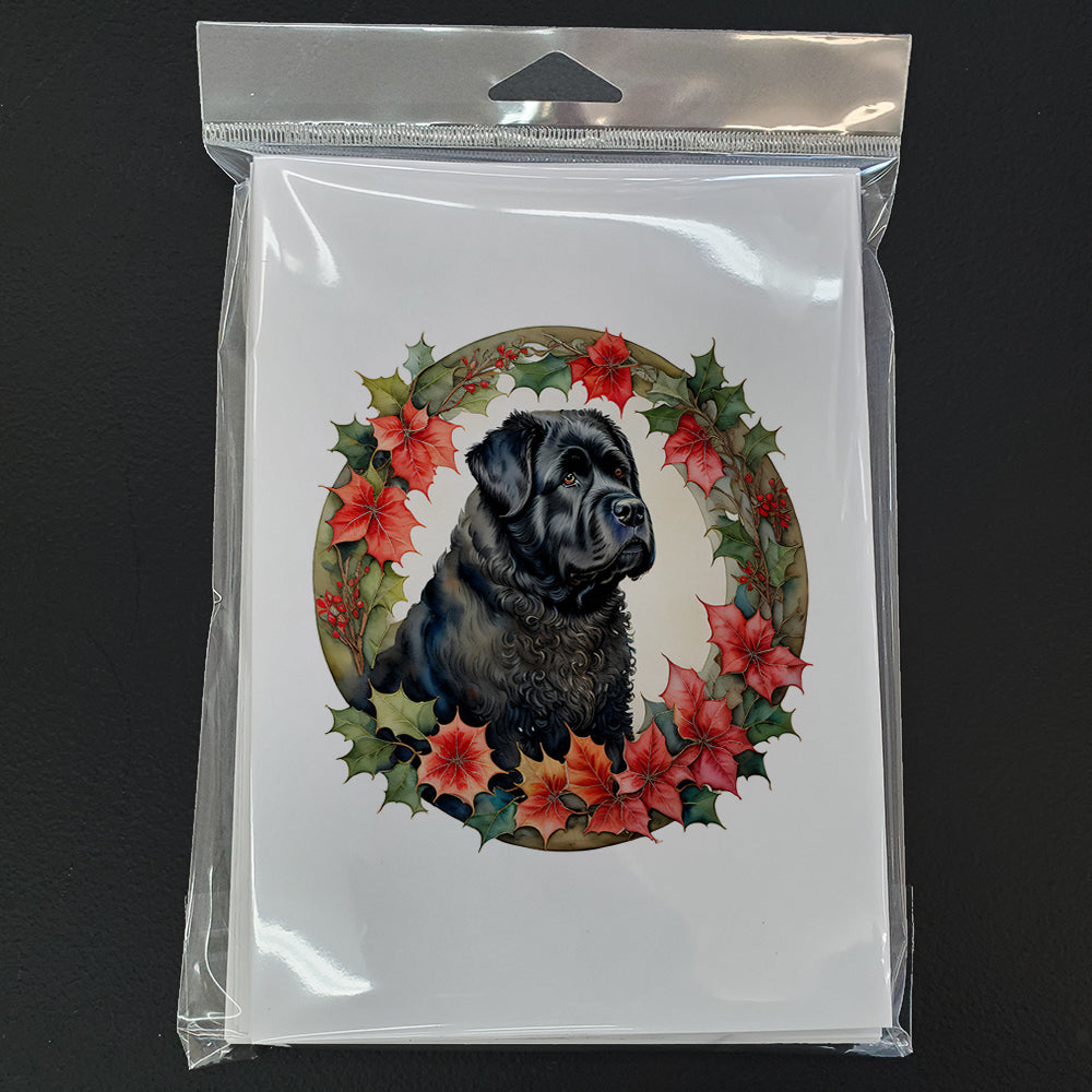 Bouvier des Flandres Christmas Flowers Greeting Cards Pack of 8