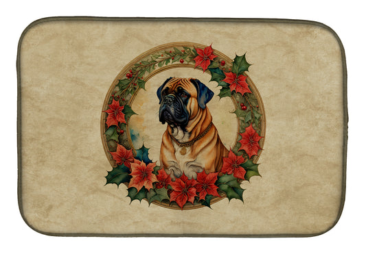 Buy this Bullmastiff Christmas Flowers Dish Drying Mat