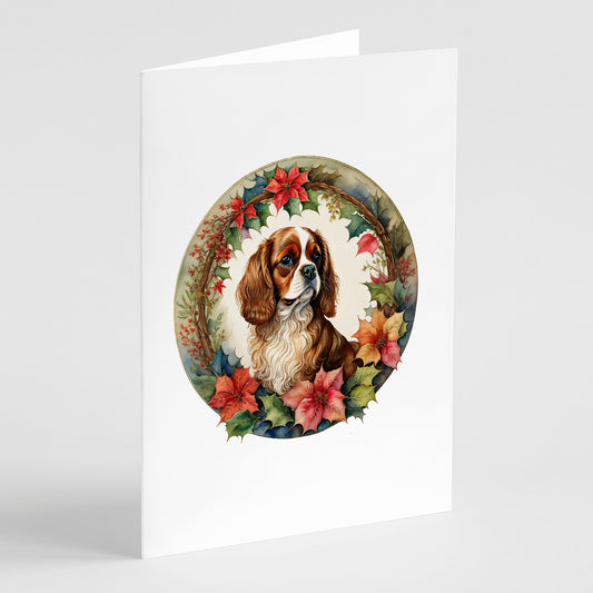 Buy this Cavalier Spaniel Christmas Flowers Greeting Cards Pack of 8