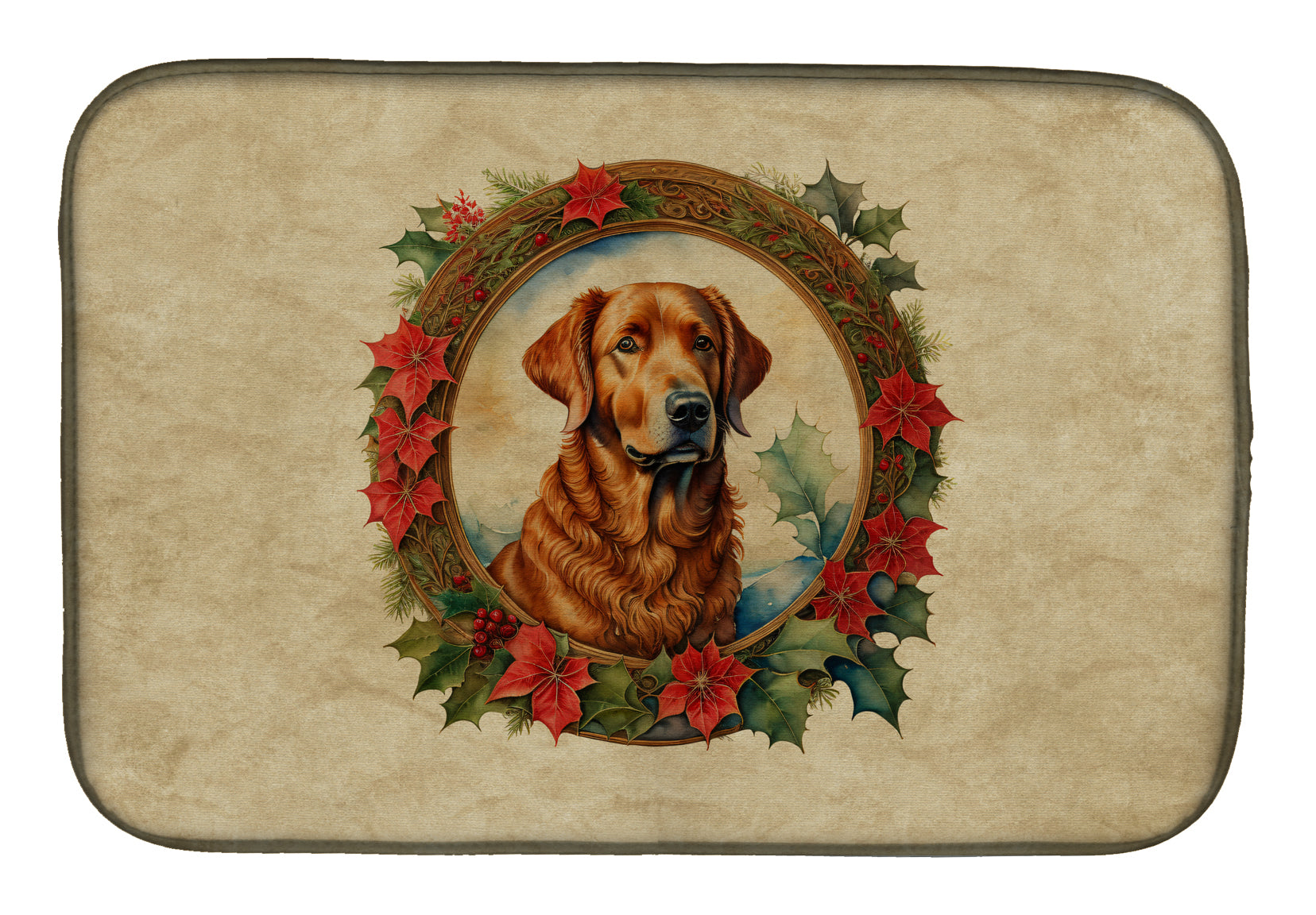 Buy this Chesapeake Bay Retriever Christmas Flowers Dish Drying Mat