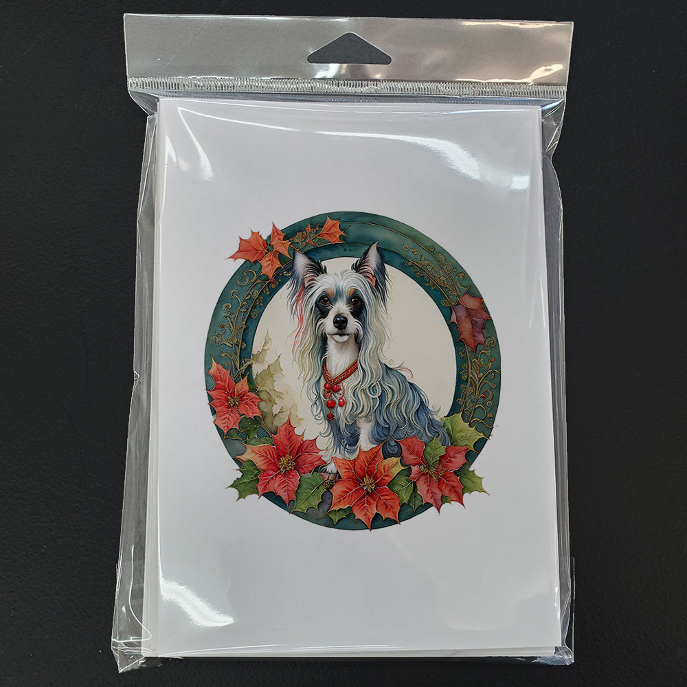 Chinese Crested Christmas Flowers Greeting Cards Pack of 8