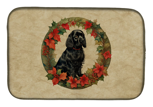 Buy this Cocker Spaniel Christmas Flowers Dish Drying Mat