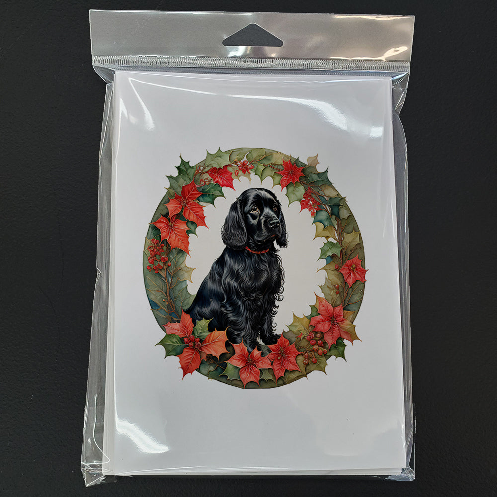 Cocker Spaniel Christmas Flowers Greeting Cards Pack of 8