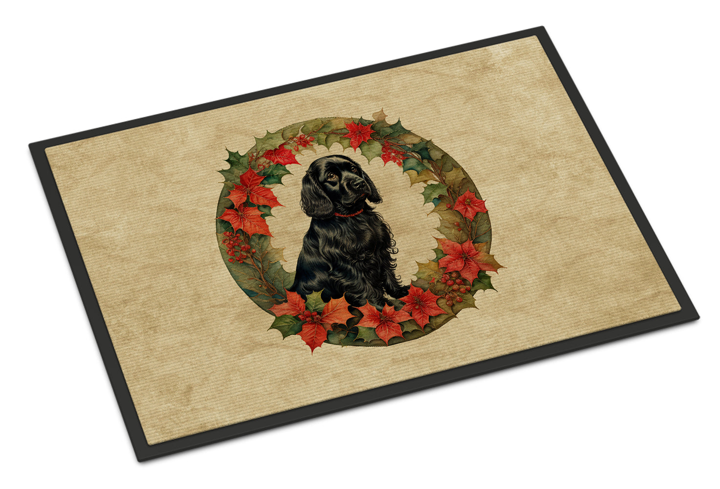 Buy this Cocker Spaniel Christmas Flowers Doormat