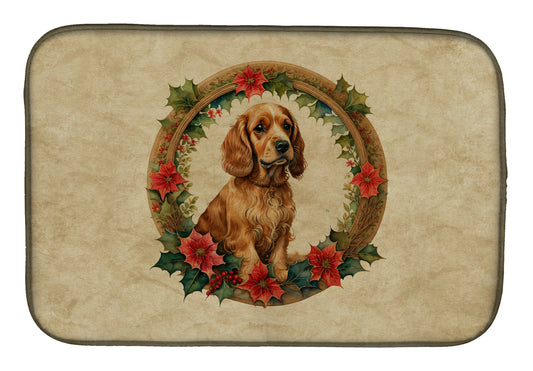 Buy this Cocker Spaniel Christmas Flowers Dish Drying Mat