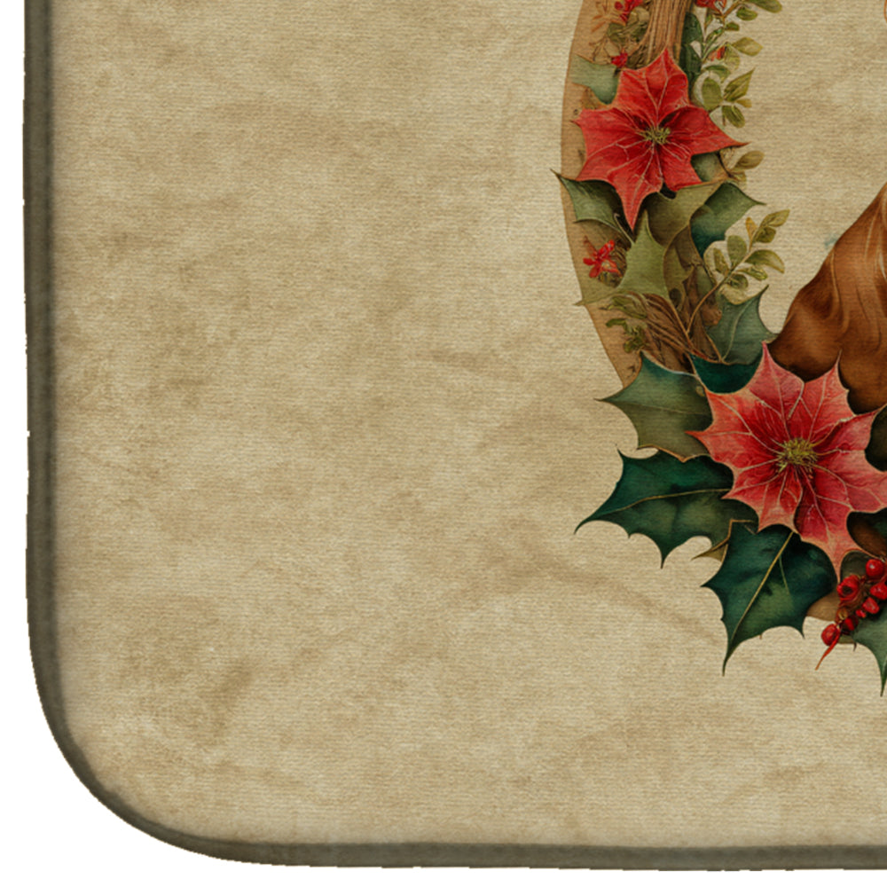 Cocker Spaniel Christmas Flowers Dish Drying Mat