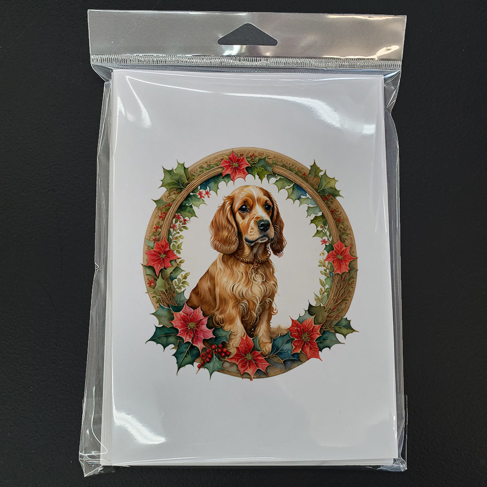 Cocker Spaniel Christmas Flowers Greeting Cards Pack of 8