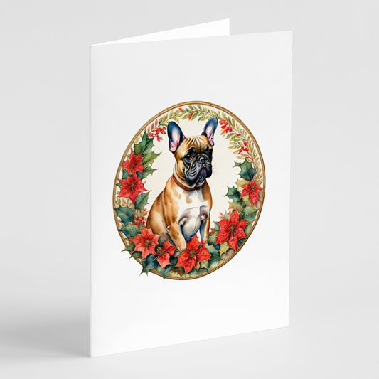 Buy this French Bulldog Christmas Flowers Greeting Cards Pack of 8