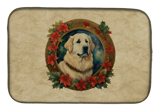 Buy this Great Pyrenees Christmas Flowers Dish Drying Mat