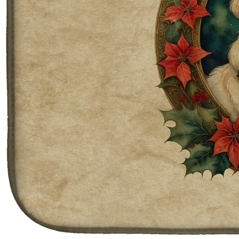 Great Pyrenees Christmas Flowers Dish Drying Mat