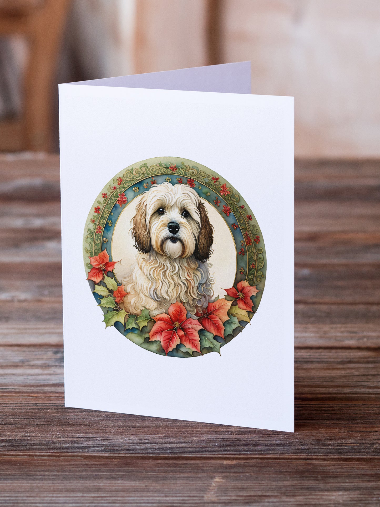 Havanese Christmas Flowers Greeting Cards Pack of 8