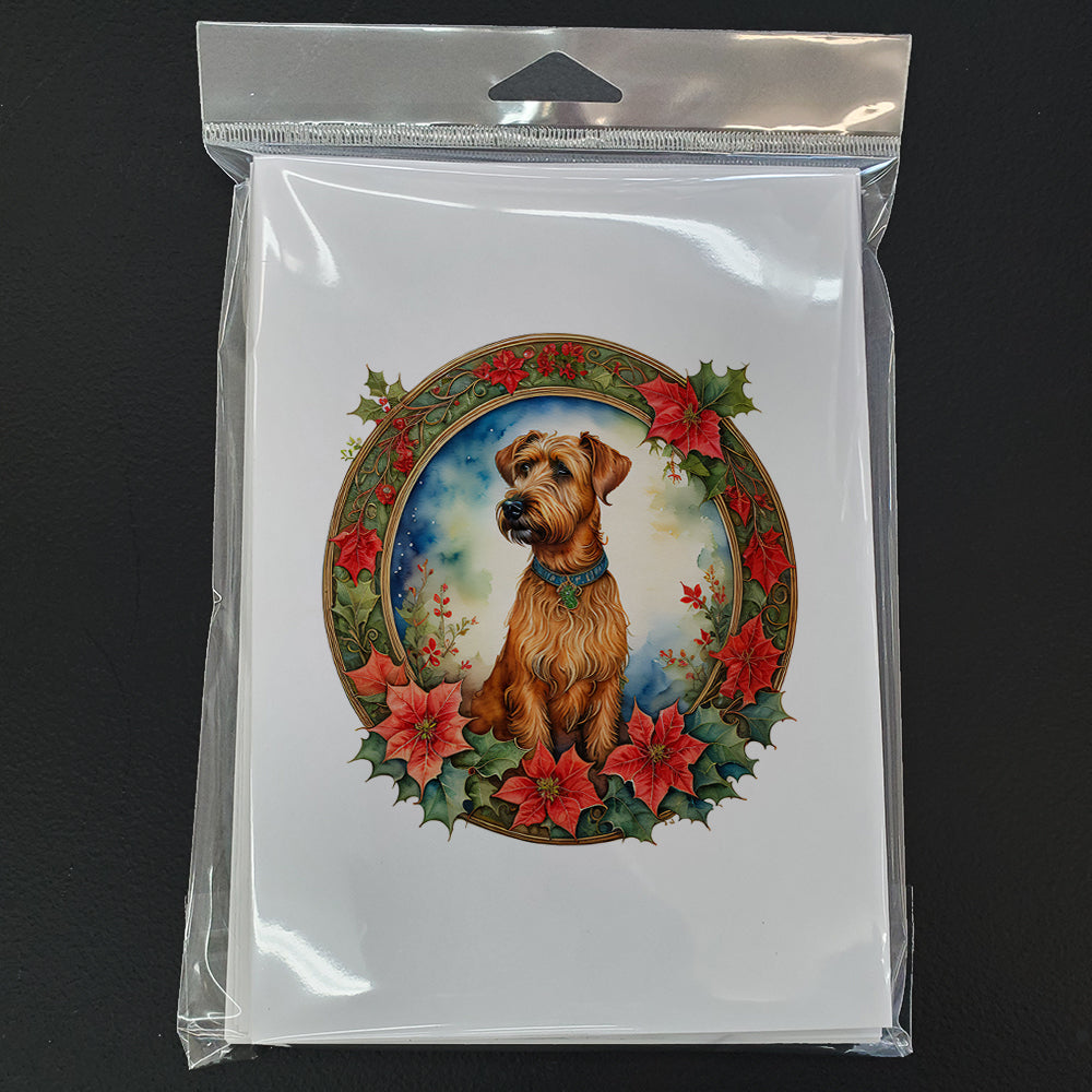 Irish Terrier Christmas Flowers Greeting Cards Pack of 8