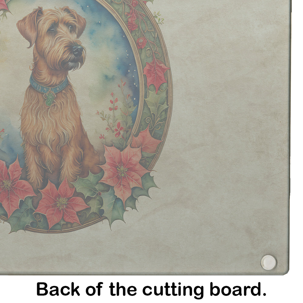 Irish Terrier Christmas Flowers Glass Cutting Board