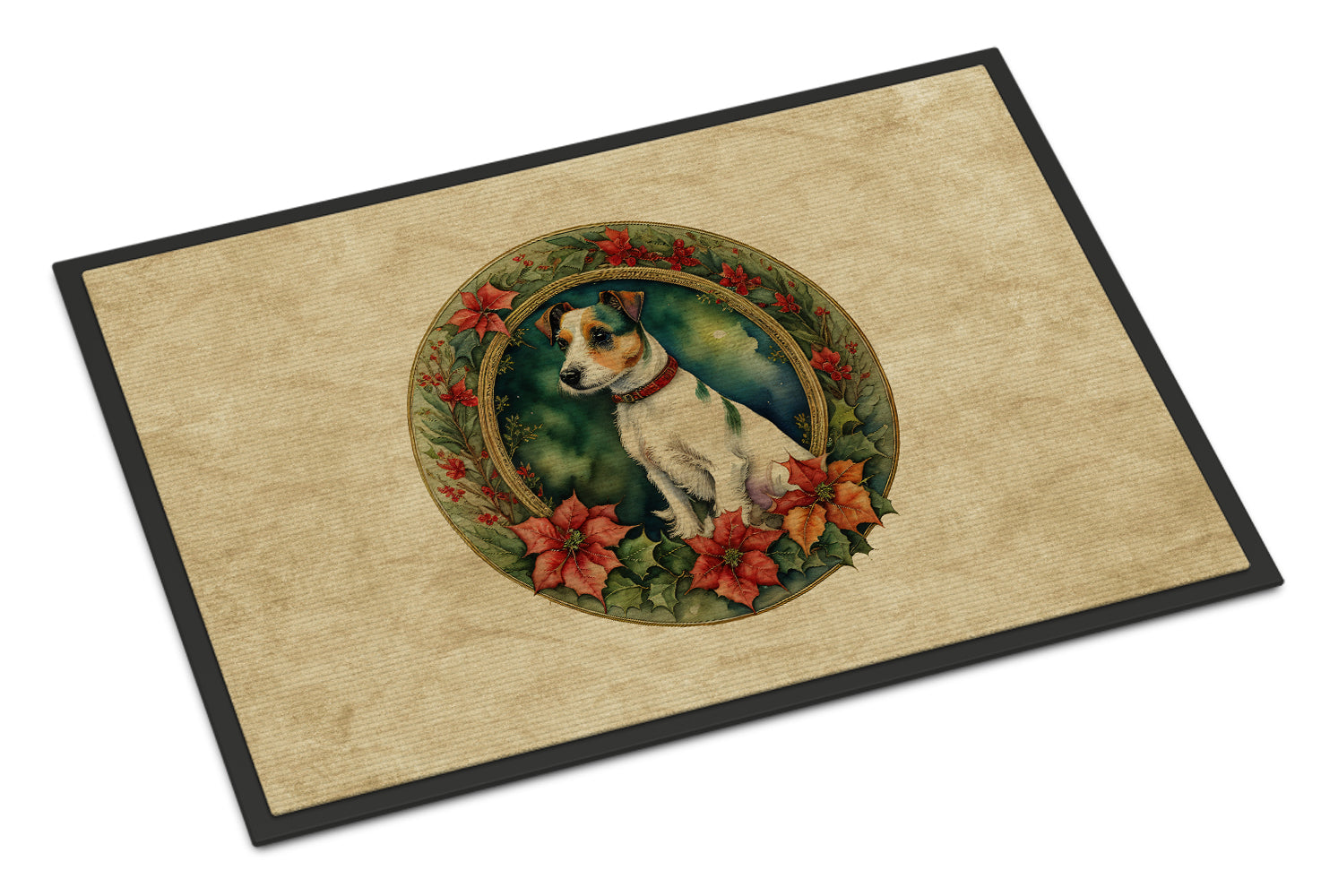 Buy this Jack Russell Terrier Christmas Flowers Doormat