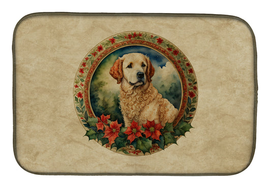 Buy this Kuvasz Christmas Flowers Dish Drying Mat