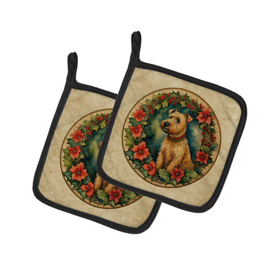 Buy this Lakeland Terrier Christmas Flowers Pair of Pot Holders